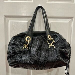 Goldenbleu Jordan Black Patent Leather Shoulder Bag